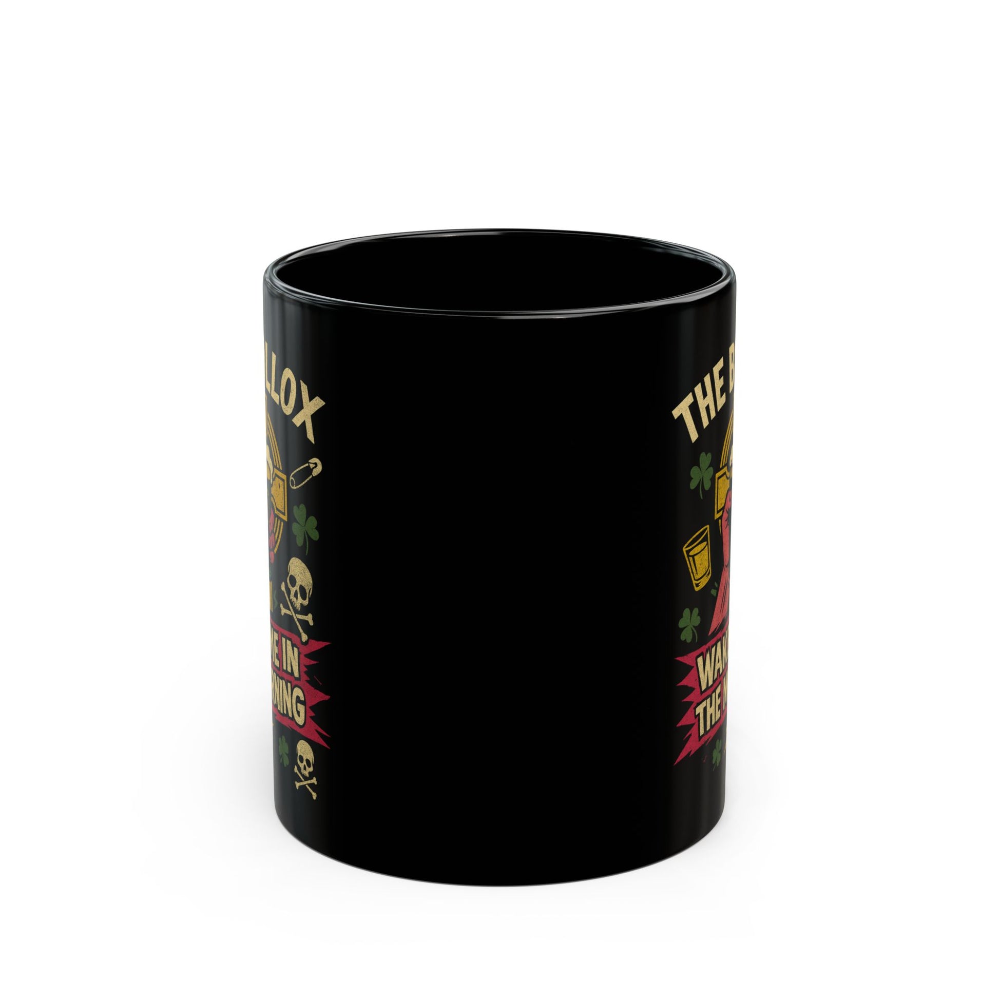 Wake Me in the Morning Black Mug (egg)