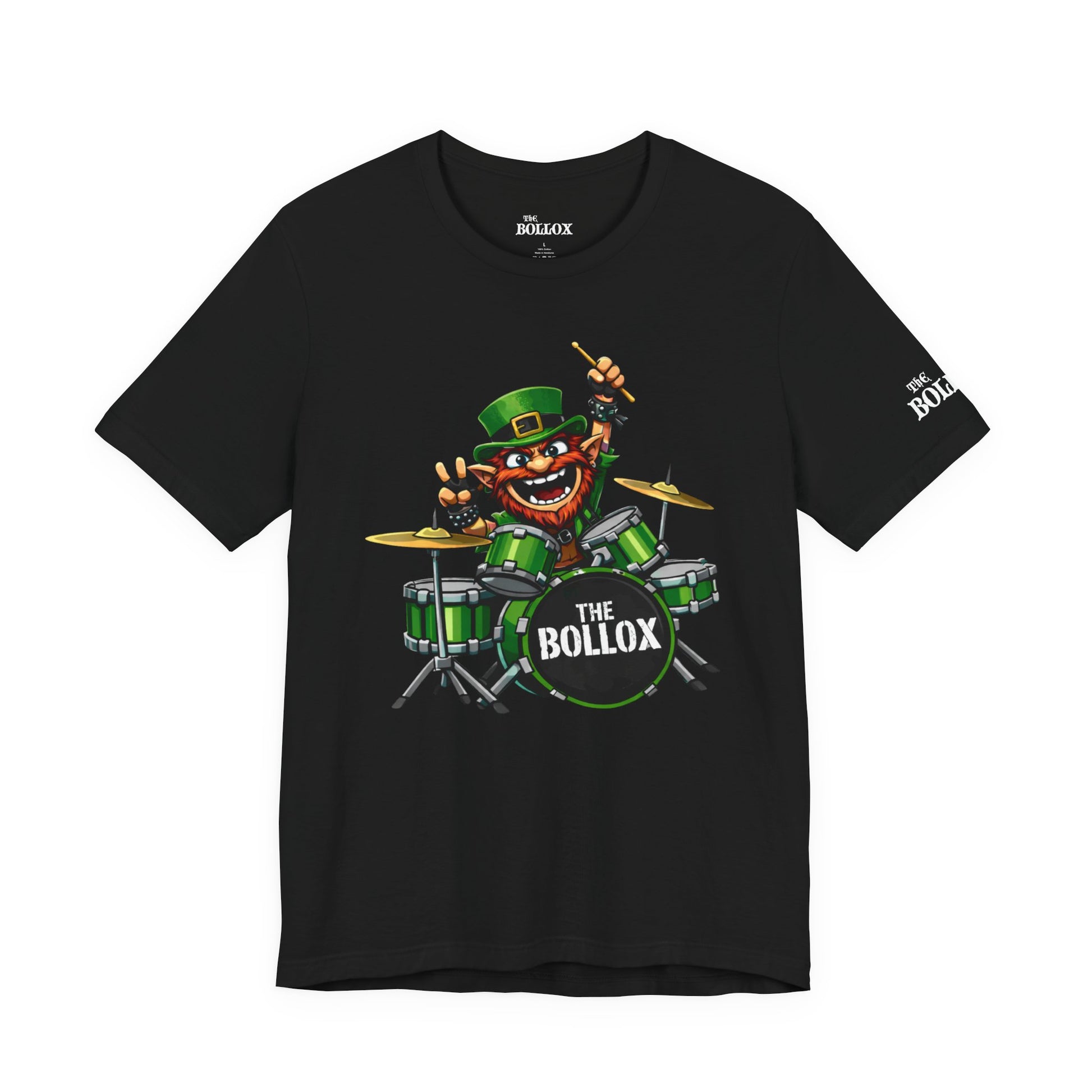 THE BOLLOX – LEPRECHAUN DRUMMER TEE (BLACK)