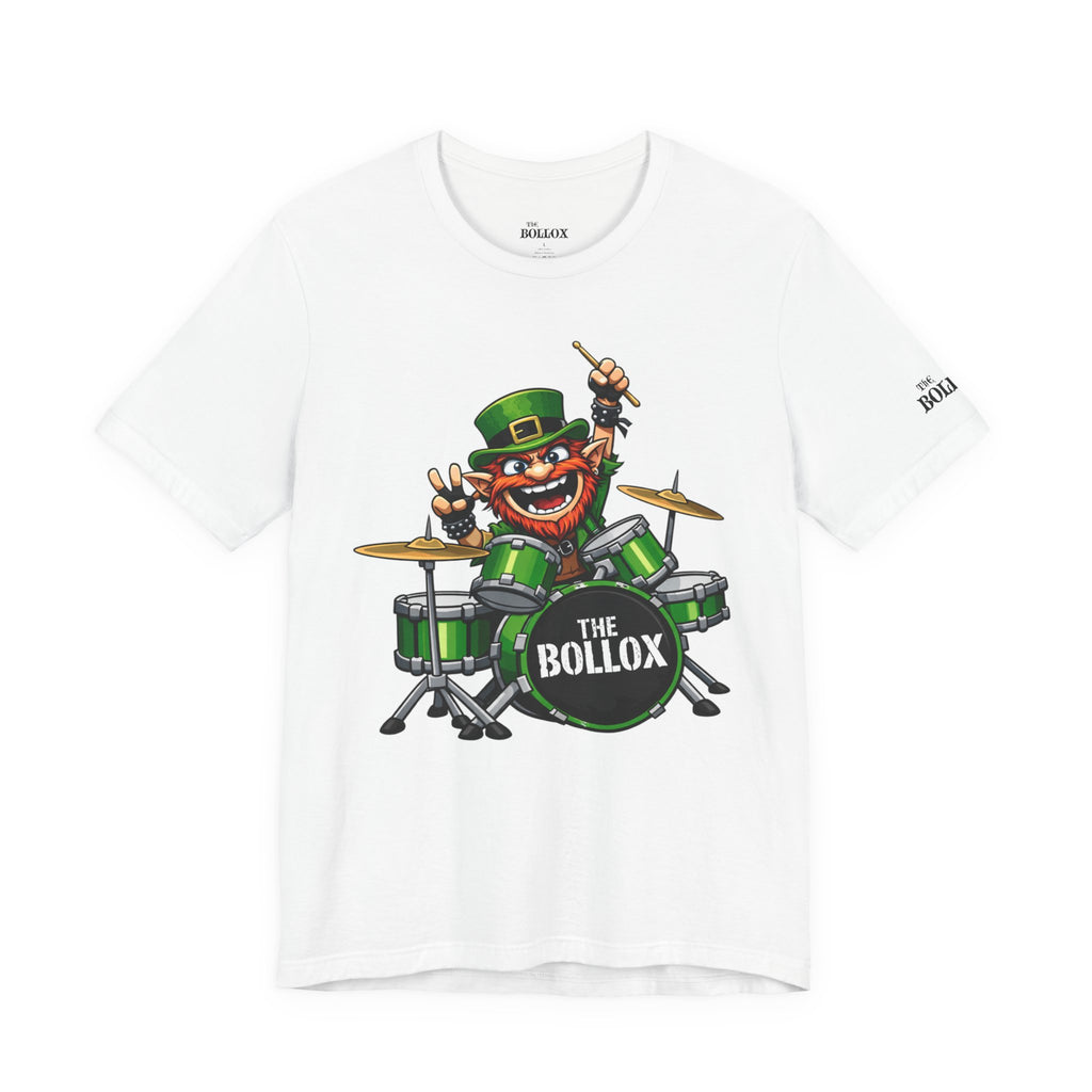 THE BOLLOX – LEPRECHAUN DRUMMER TEE (WHITE)