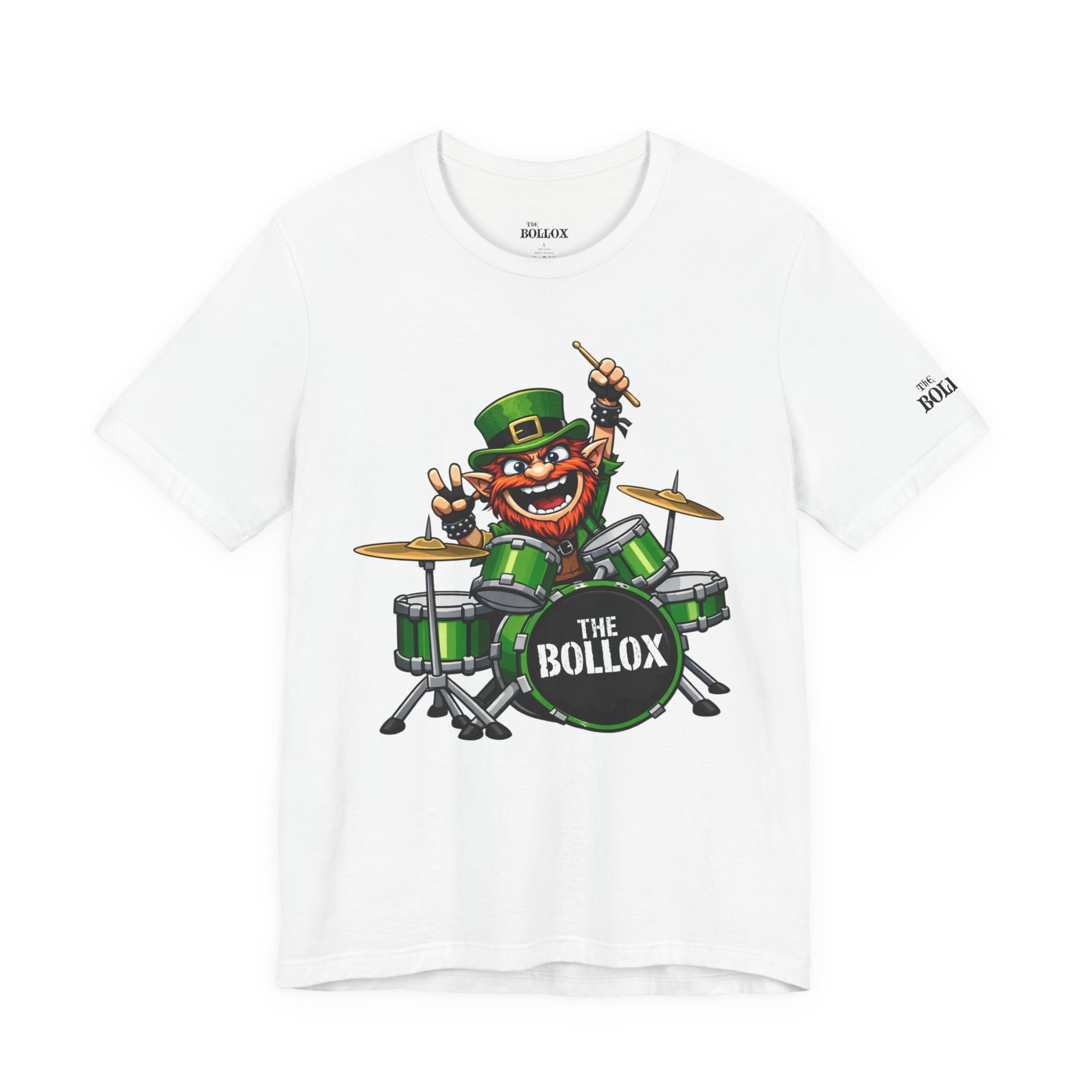 THE BOLLOX – LEPRECHAUN DRUMMER TEE (WHITE)