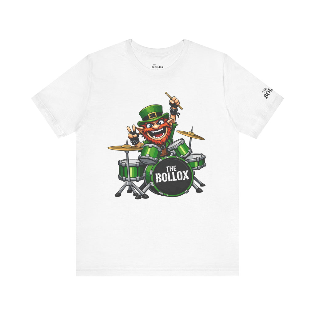 THE BOLLOX – LEPRECHAUN DRUMMER TEE (WHITE)