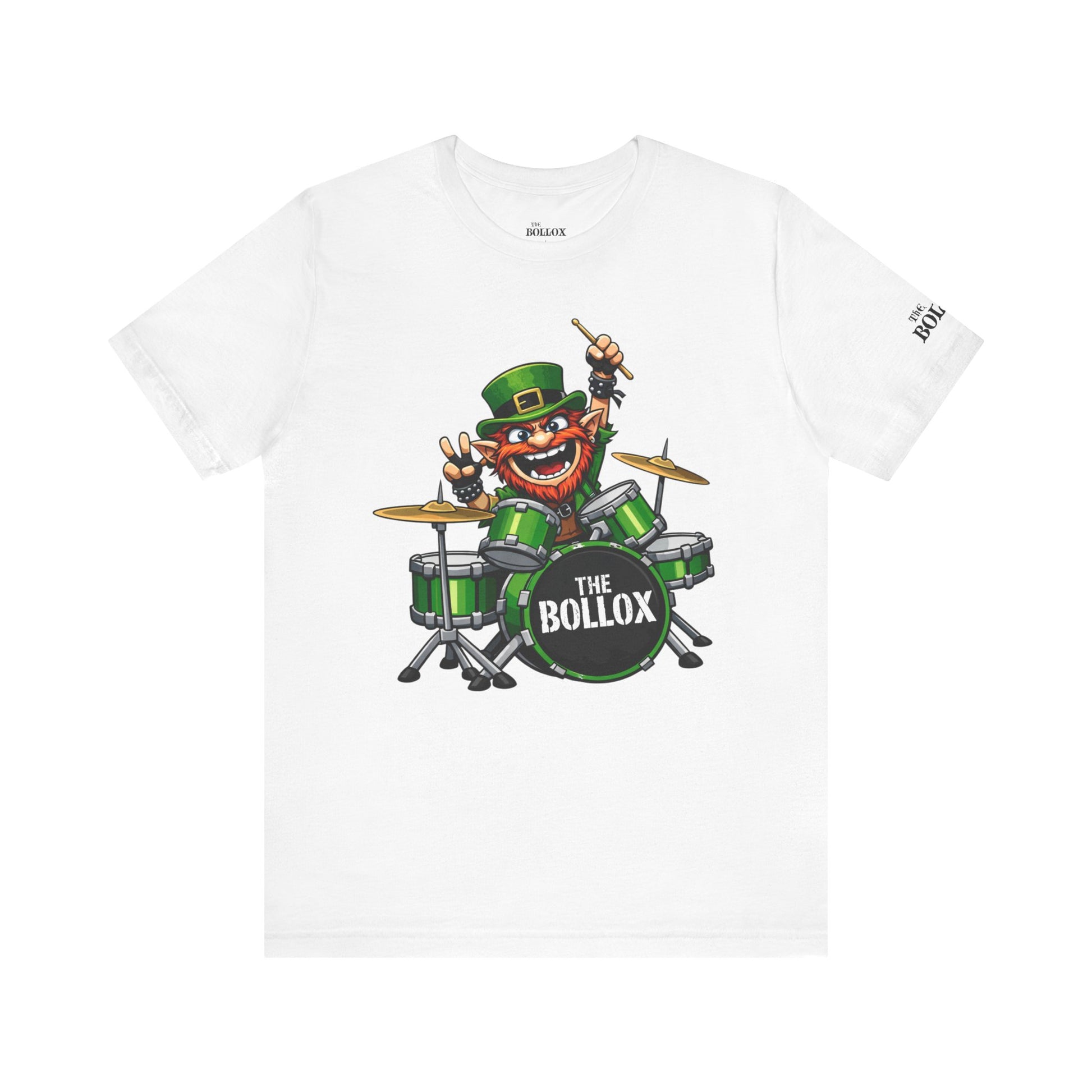 THE BOLLOX – LEPRECHAUN DRUMMER TEE (WHITE)